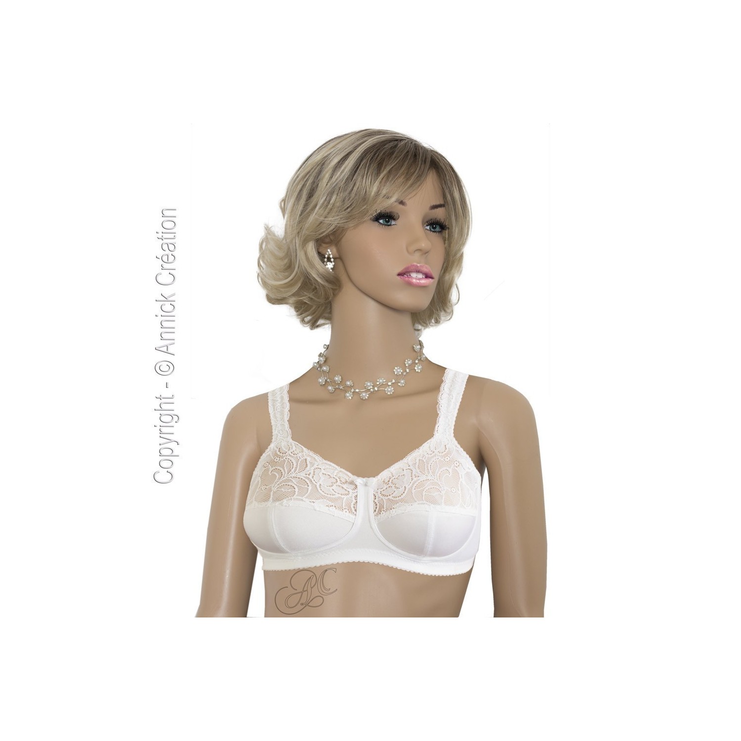 Soutien-gorge incrustation dentelle, spécial faux seins