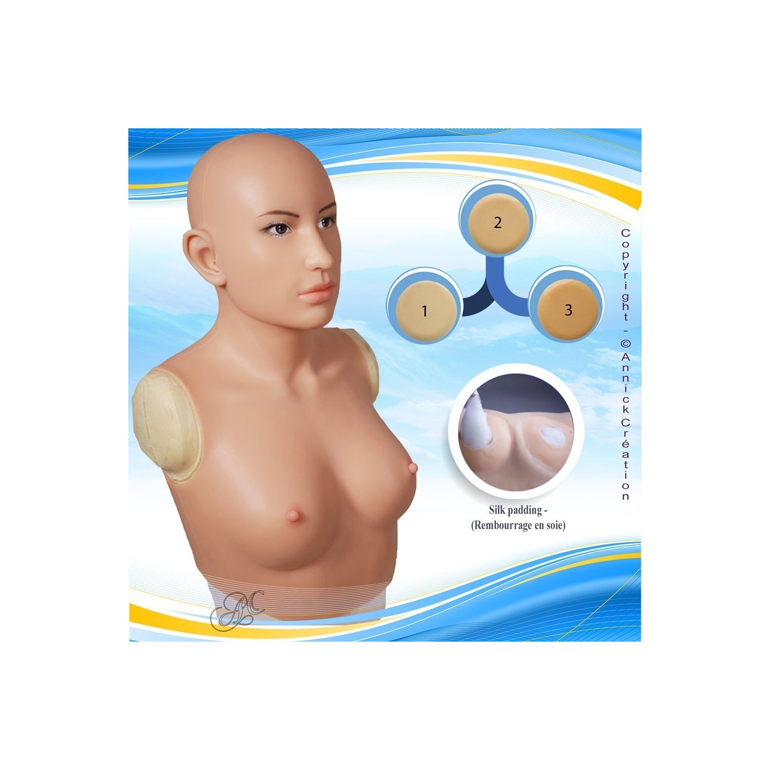 Buste faux seins masque intégré, Bonnet C