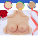 Buste faux seins 100% silicone, col haut, Bonnet C