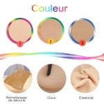 Buste long faux seins 100% silicone col haut, bonnet C-D