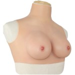 Buste faux seins silicone, col haut, Bonnet B