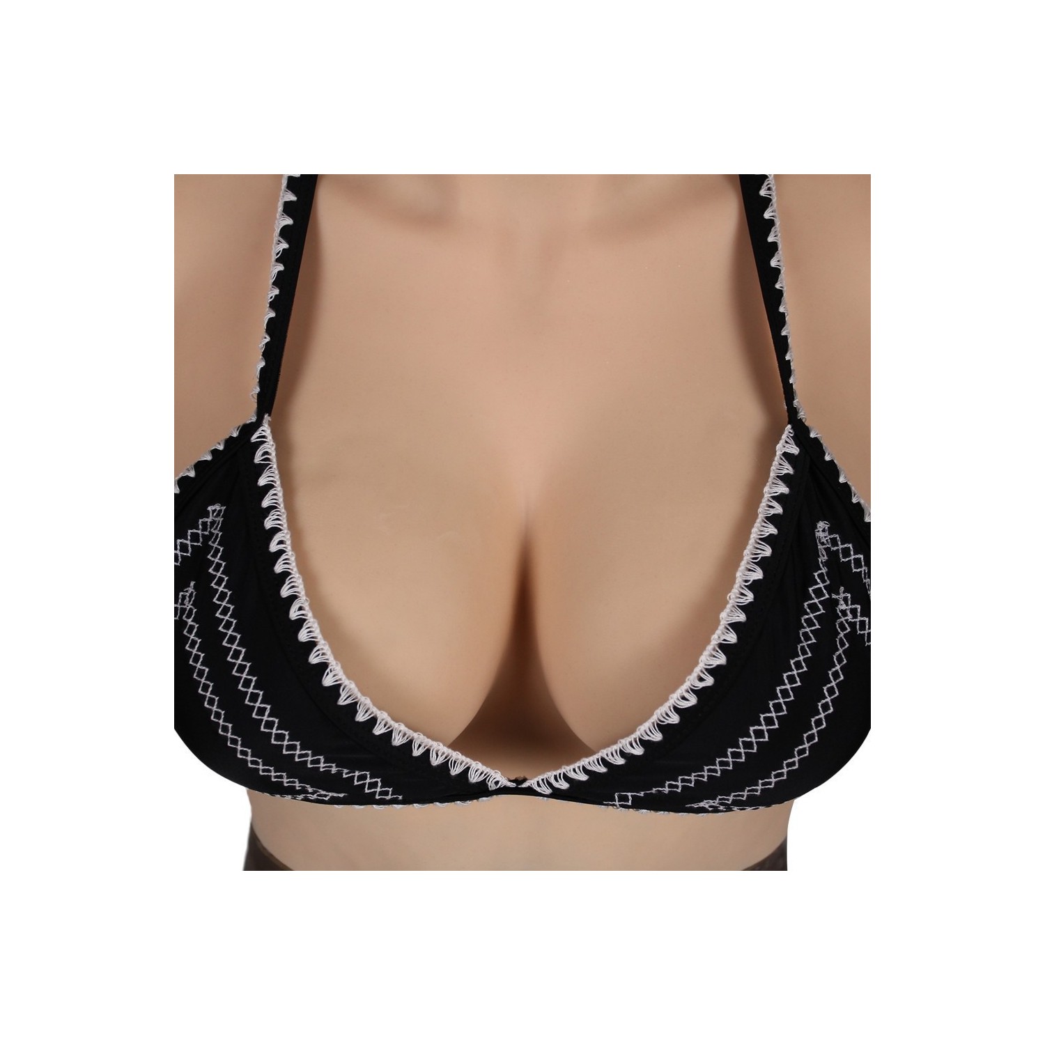 Buste faux seins new design, en silicone, col haut