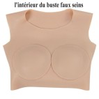 Buste faux seins silicone, encolure ronde