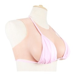 Buste faux seins silicone, bonnet B/C/D/E/F/G, encolure ronde