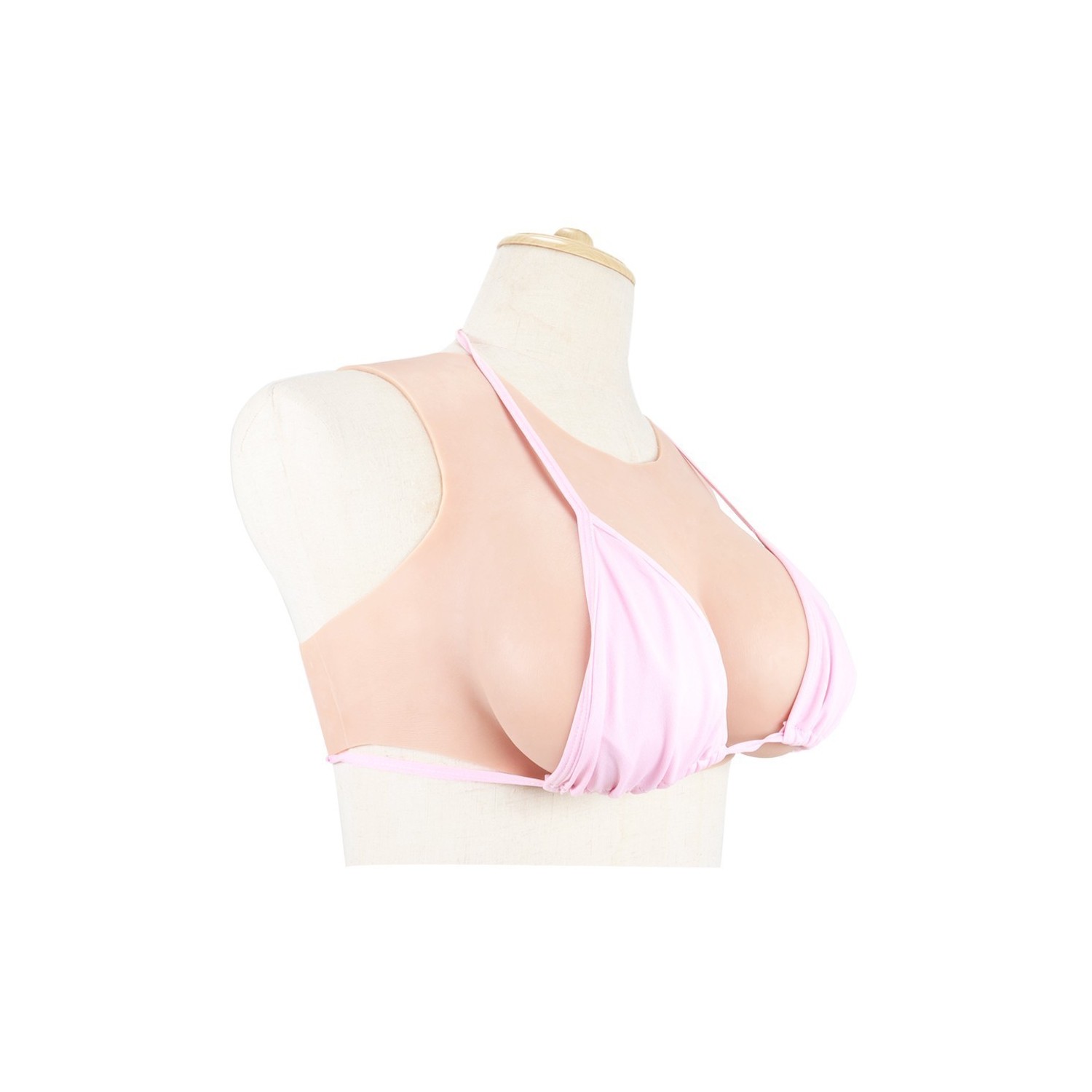 Buste faux seins silicone, encolure ronde