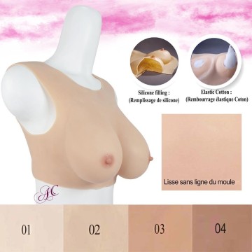 Buste faux seins haut de gamme, encolure ronde