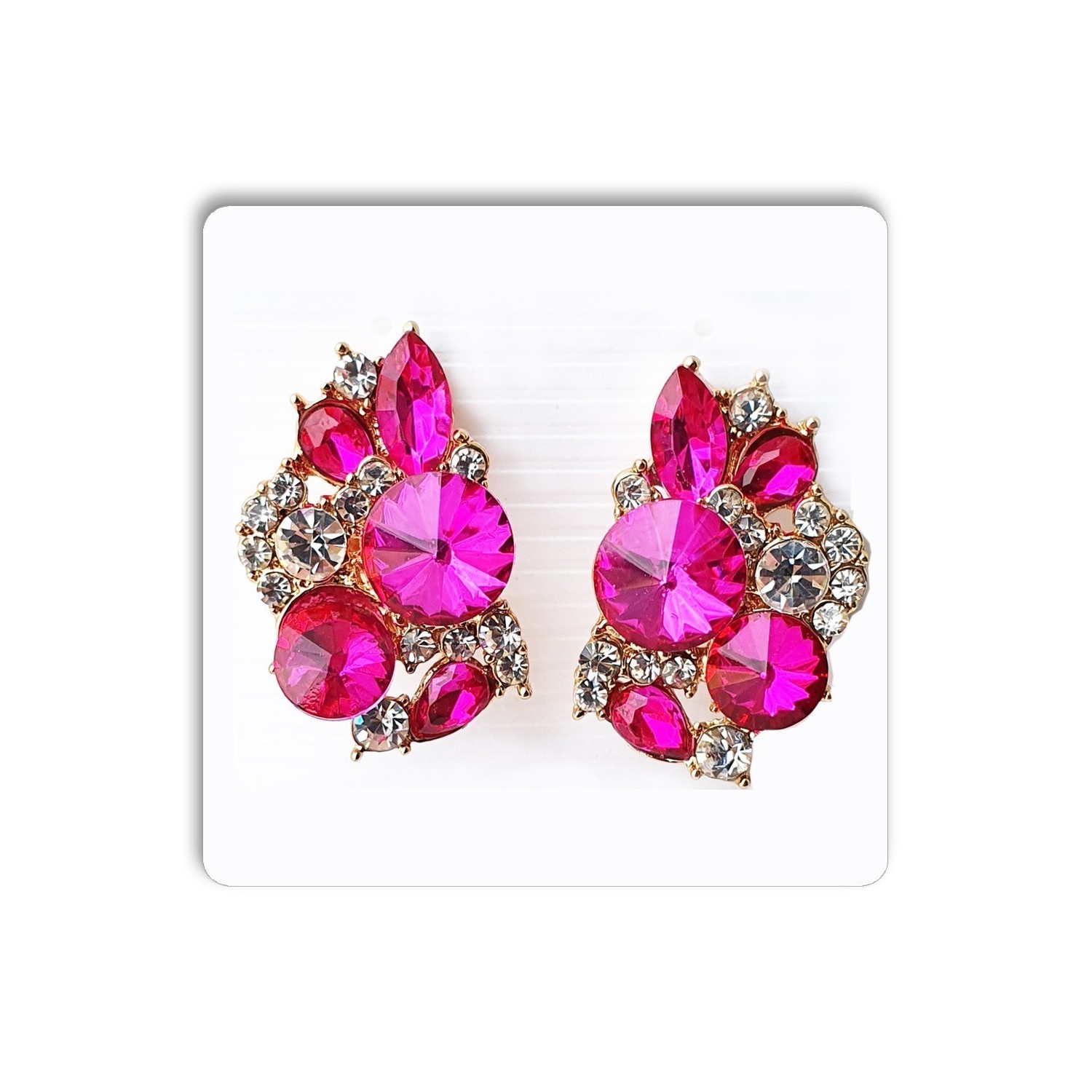 Boucles d'oreilles clips, ornée de strass